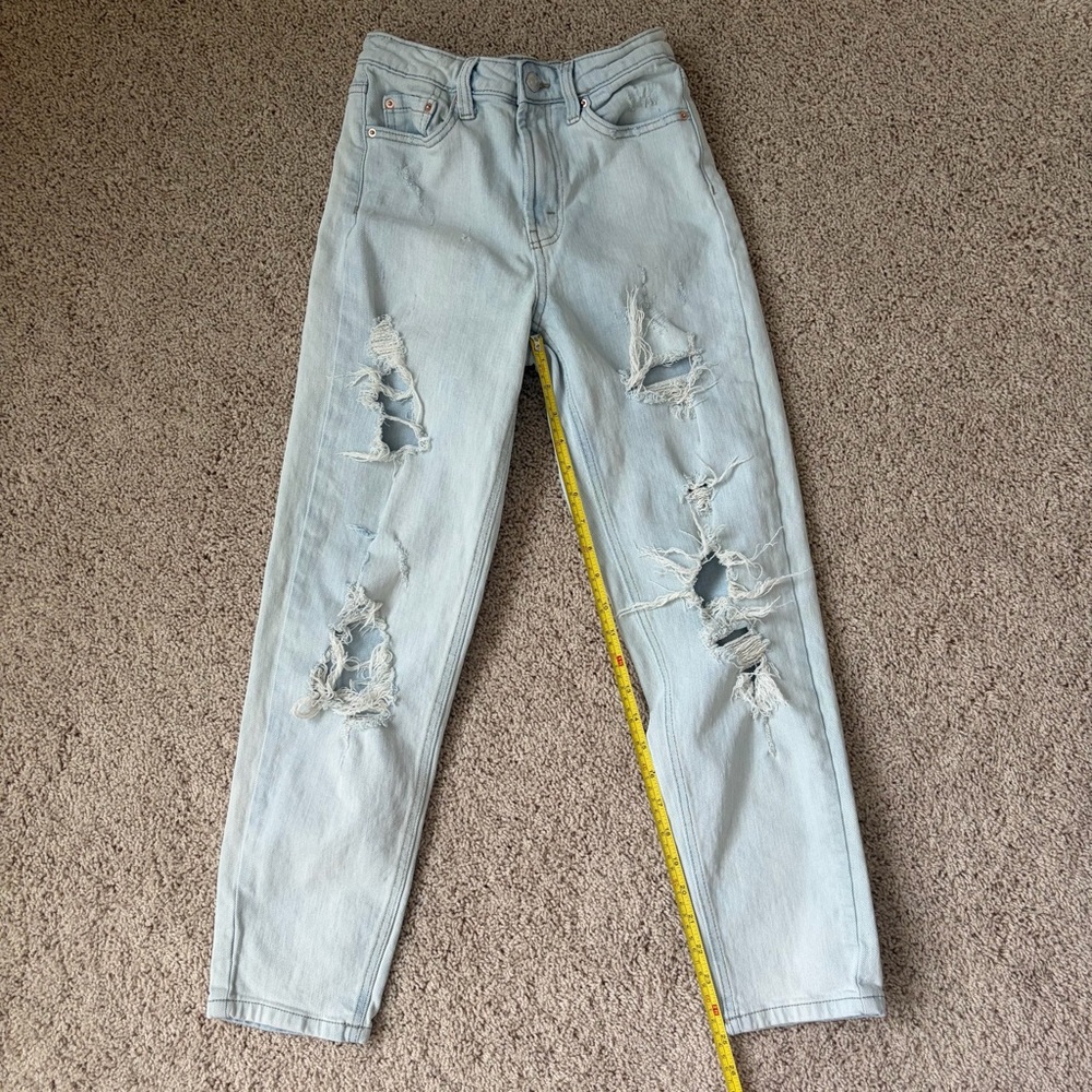 Wild Fable Light Blue Ripped Straight Leg Mom Jeans